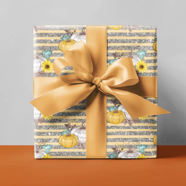 Papel de embrulho de abóbora glitter outono (Criador carregado)
