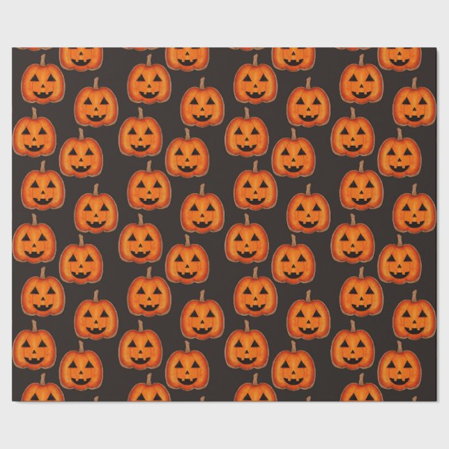 Papel de embrulho de abóbora Jack O Lantern fofo d (Barra)