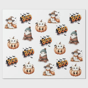 Papel de embrulho de água-forte fantasma fofo do d