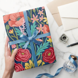 Papel de embrulho de aguarela de flores silvestres