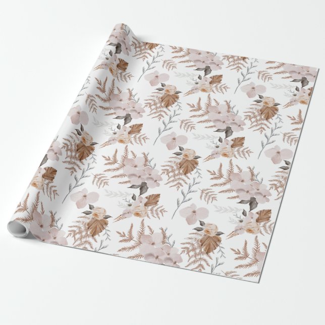 Papel de embrulho de aguarela floral (Desenrolado)