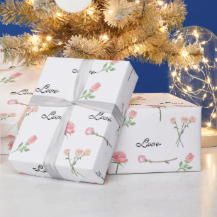 Papel de embrulho de amor com padrão floral de ros