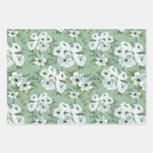 Papel de embrulho de anemona aquarela Conjunto de 