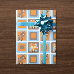 Papel de embrulho de animais da floresta azul da f