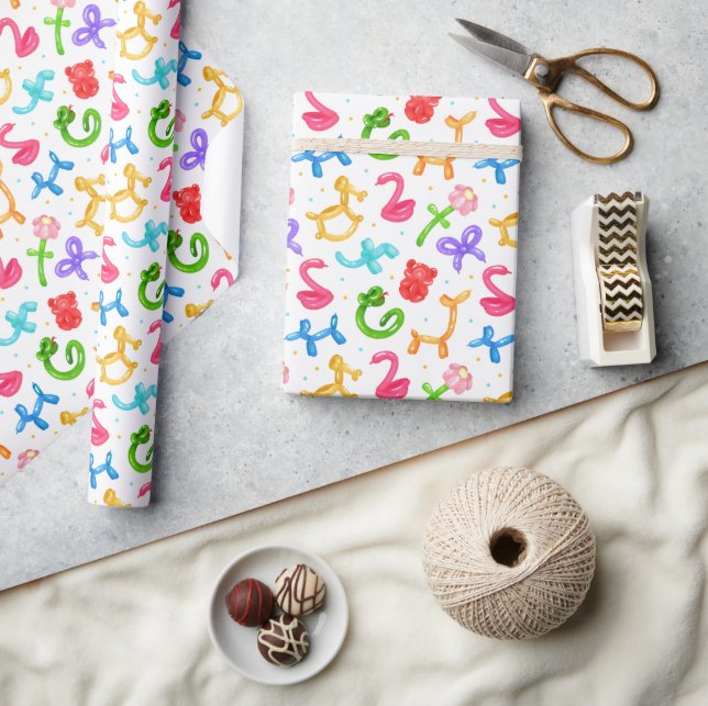 Papel de embrulho de animais de balão, papel de pr (Artesanato)