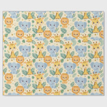 Papel de embrulho de animais de safari para bebês