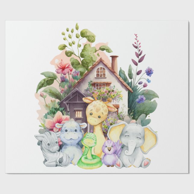 Papel de embrulho de animais fofos (Aberto)