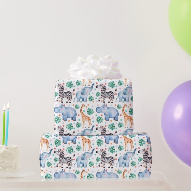 Papel de embrulho de animais selvagens da selva fo (Presentes para festas)