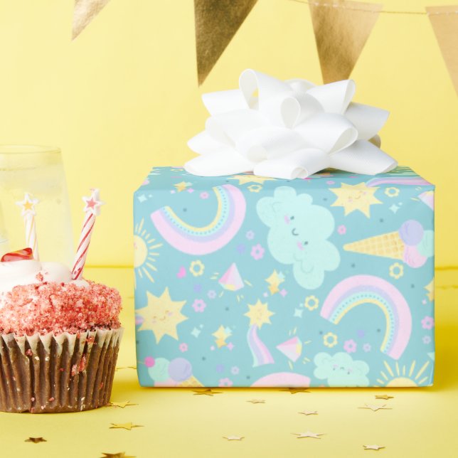 Papel de embrulho de aniversário. (Festa de aniversário)