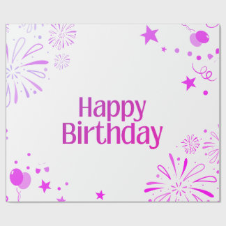 Papel de embrulho de aniversário alegre roxo paste