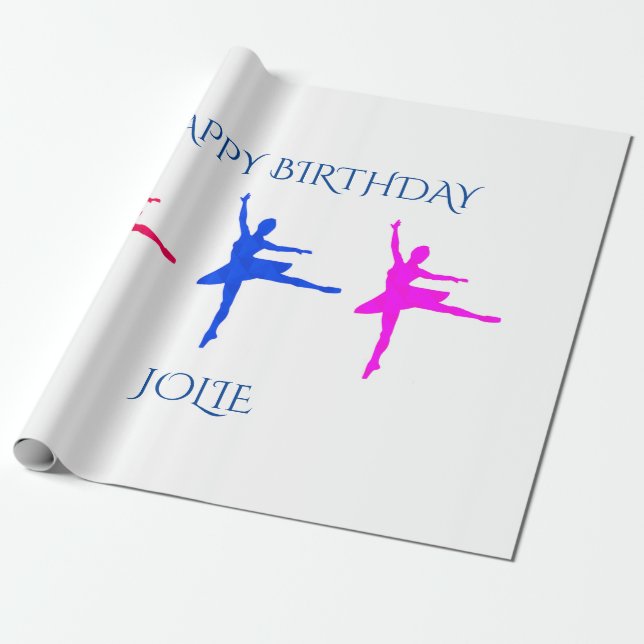 Papel de embrulho de aniversário Ballerina.  Nome  (Desenrolado)