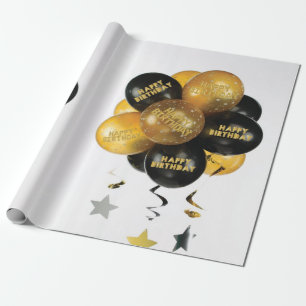 Papel de embrulho de aniversário Balões pretos dou
