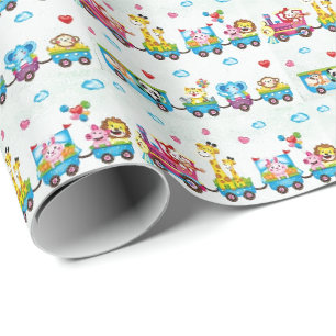 Papel de embrulho de aniversário - Bebês animais n