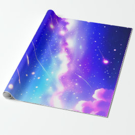 Papel de embrulho de aniversário Blue Celestial Wo