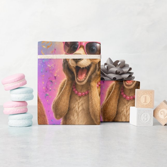 Papel de embrulho de aniversário canguru (Chá de bebê)