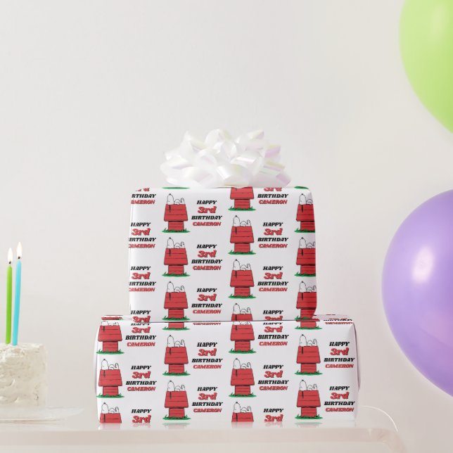 Papel de embrulho de aniversário da casa do Snoopy (Presentes para festas)