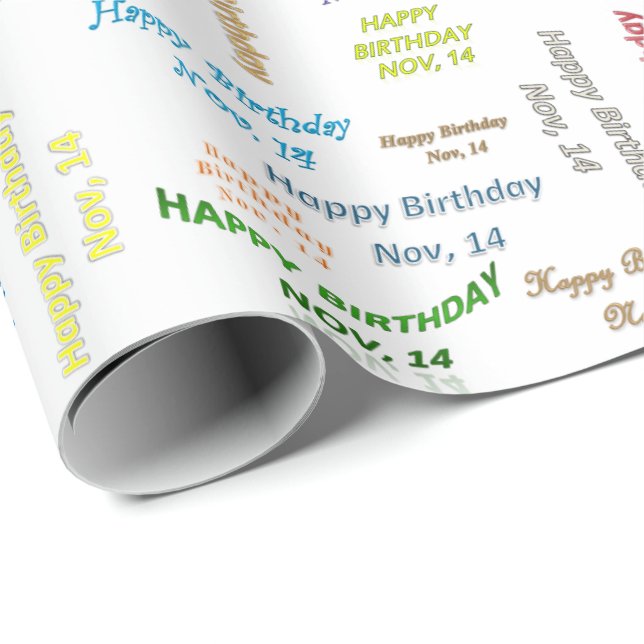 Papel de embrulho de aniversário de 14 de novembro (Ponta do rolo)