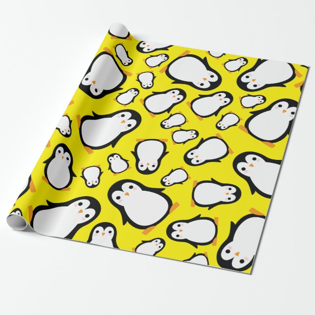 Papel de Embrulho de Aniversário de 1 Ano do Pingu (Desenrolado)