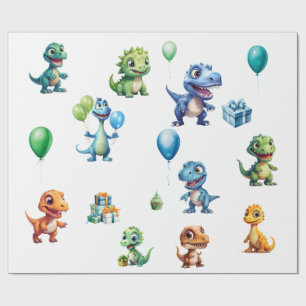 Papel de embrulho de aniversário de dinossauro