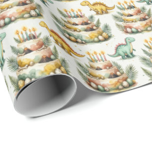 Papel de embrulho de aniversário de dinossauro