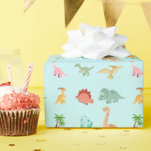 Papel de embrulho de aniversário de dinossauro Fes