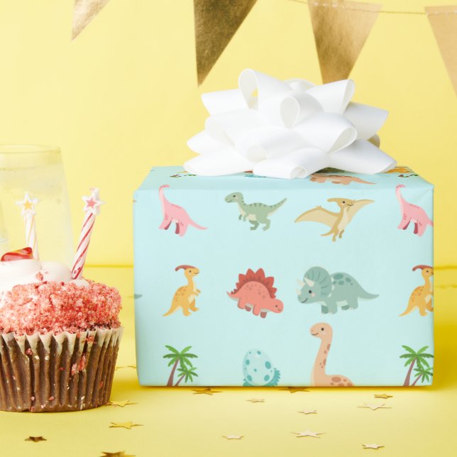 Papel de embrulho de aniversário de dinossauro Fes (Festa de aniversário)