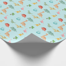 Papel de embrulho de aniversário de dinossauro Fes