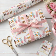 Papel de embrulho de aniversário de gato fofo