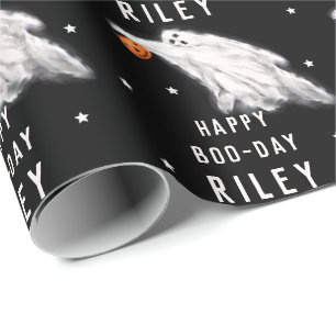 Papel de embrulho de aniversário de Halloween pers