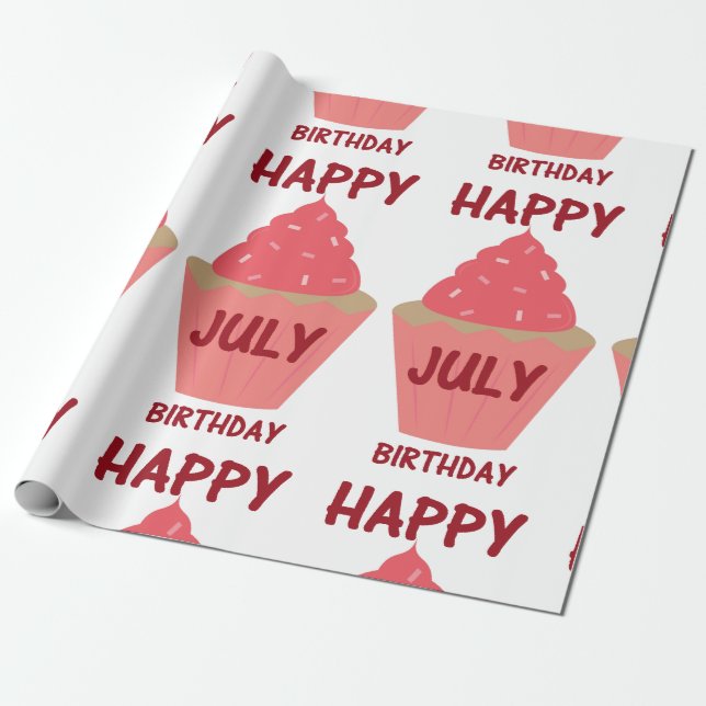 Papel de embrulho de aniversário de julho (Desenrolado)