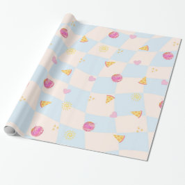 Papel de Embrulho de Aniversário de Pizza Colorida