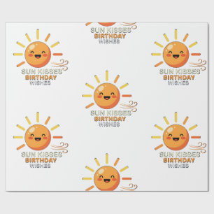 Papel de embrulho de aniversário do sol sorridente