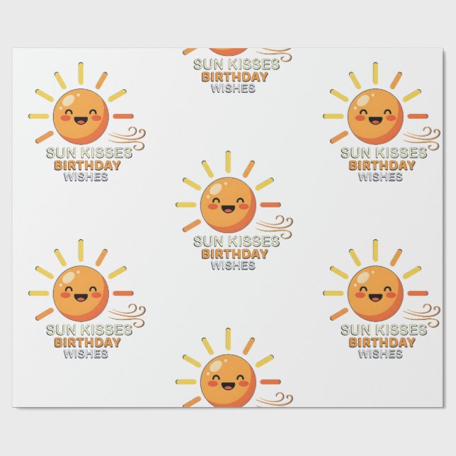 Papel de embrulho de aniversário do sol sorridente (Aberto)