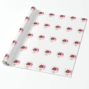 Papel de embrulho de aniversário em aquarela flora