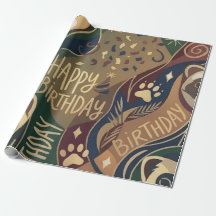 Papel de embrulho de aniversário feliz Furão