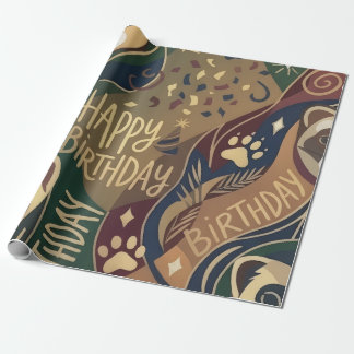 Papel de embrulho de aniversário feliz Furão