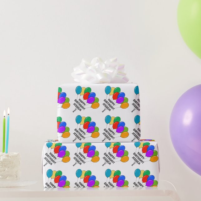 Papel de embrulho de aniversário personalizado com (Presentes para festas)