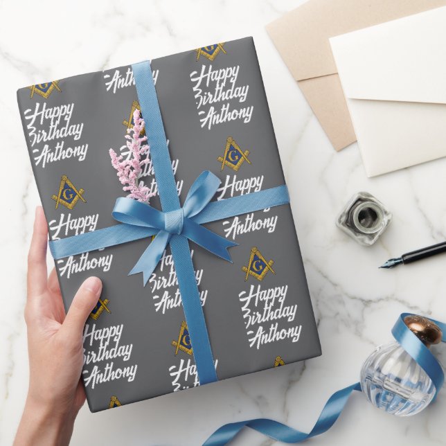 Papel de embrulho de aniversário personalizado da  (Presentear)