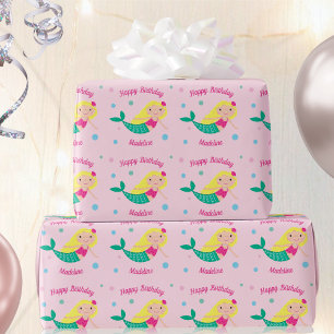 Papel de embrulho de aniversário personalizado ros