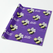 Papel de embrulho de aniversário Purple Bumblebee 