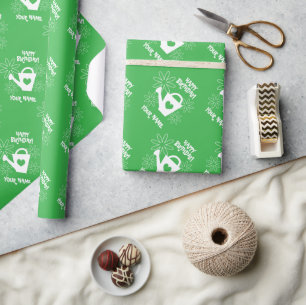 Papel de embrulho de aniversário regador de jardim