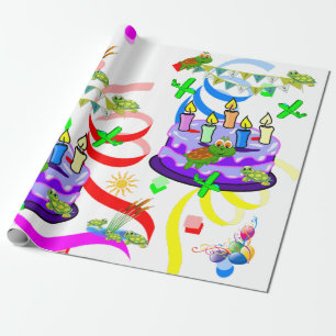Papel de embrulho de aniversário tartarugas