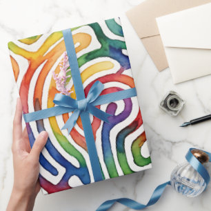 Papel de embrulho de aquarela de labirinto de arco