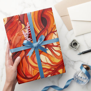 Papel de embrulho de aquarela vermelha coração abs