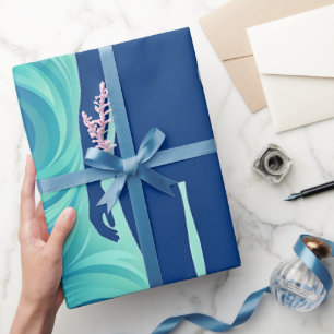 Papel de embrulho de arte com silhueta abstrata em