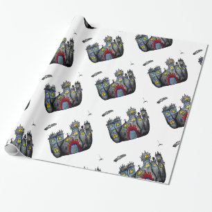 Papel de embrulho de arte do castelo assustador