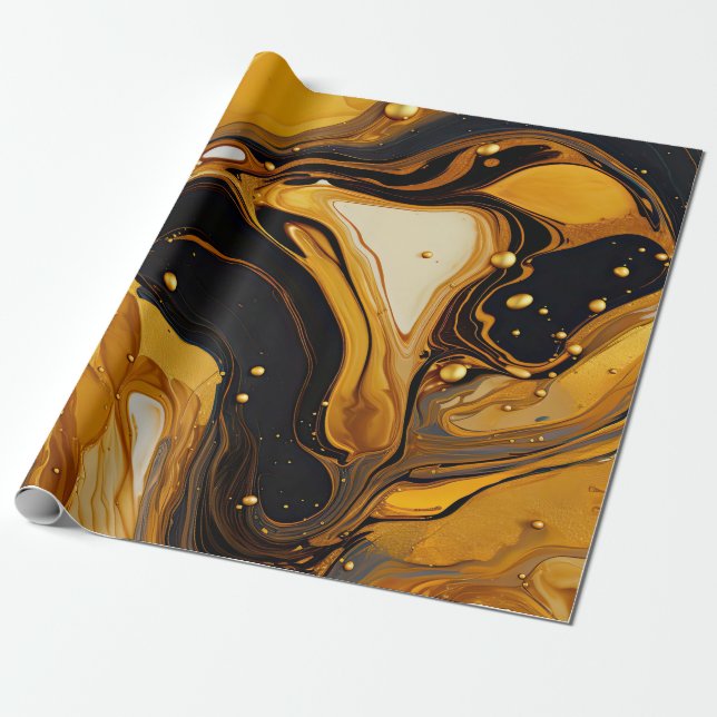 Papel de embrulho de arte em resina dourada (Desenrolado)