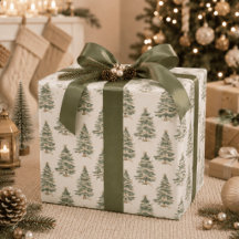 Papel de embrulho de árvore de Natal aquarela mode