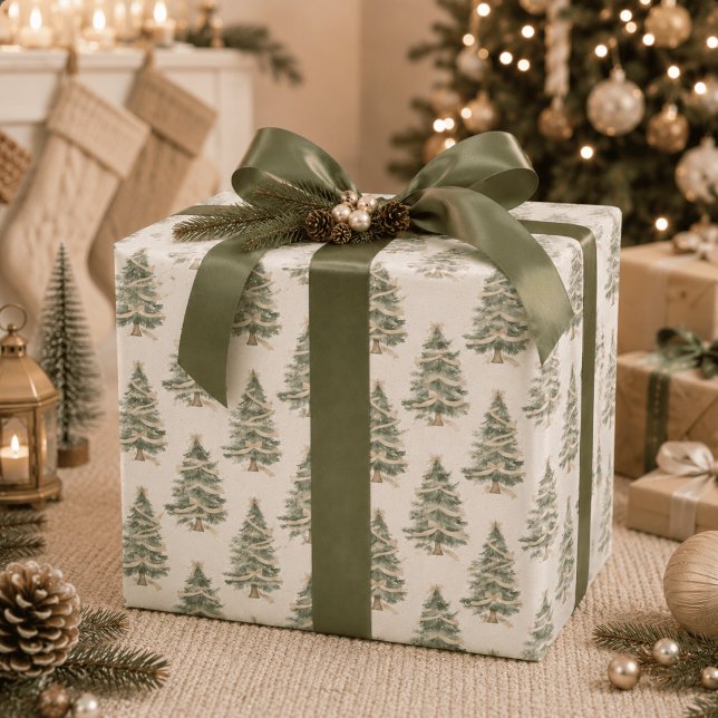 Papel de embrulho de árvore de Natal aquarela mode (Criador carregado)