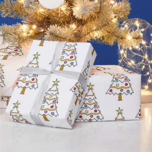 Papel de Embrulho de Árvore de Natal Colorido e Br